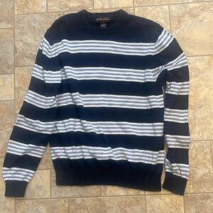 BROOKS BROTHERS MEN'S STRIPED 100% COTTON PIMA BLUE SWEATER SIZE M